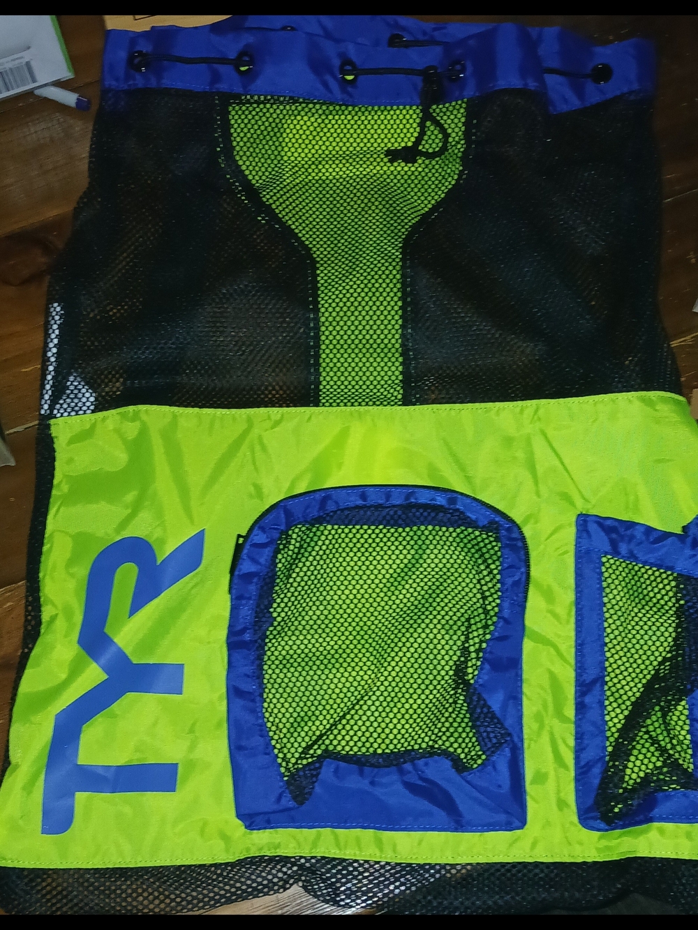 TYR Neon Lime and Royal Blue Mesh Swim Gear Sack